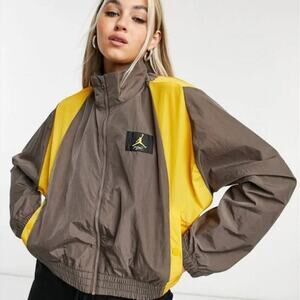 Rare Michael Jordan Flight Colorblock Nylon Track Jacket | Brown Yellow, M